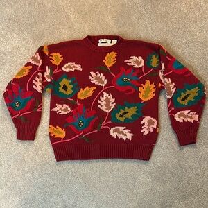 Floral Patterned Crew Neck Sweater